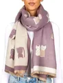 Produktbild: BRUBAKER Cashmirillo Damen Schal mit Katzen Muster - 70 x 200 cm - Warm und Kuschelig - Damenschal für Herbst und Winter - Herbstschal Winterschal - Weiches Kaschmir-Gefühl - Flieder Lila