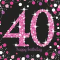 Produktbild: 16 Servietten 40 Sparkling Celebrations pink 40. Geburtstag Glitzer Party 33x33