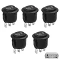 Produktbild: 5 Stück Mini-Kippschalter 3 Positionen, 12V & 230V, 10A/125V 6A/250V, Rund-Sc...