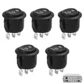 Produktbild: 5 Stück Mini-Kippschalter 3 Positionen, 12V & 230V, 10A/125V 6A/250V, Rund-Sc...