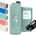 Produktbild: Backpacker's Journey Mikrofaser Handtücher in S M L XL. Reisehandtuch Sets leicht, schnelltrocknend, saugfähig und antibakteriell (türkis L)