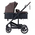 Produktbild: Daliya® NEOMOVE 2in1 Kombi-Kinderwagen | Buggy | klappbare Babywanne und Sportsitz | Große Räder | Rückenlehne stufenlos | Leichter Alu-Rahmen | Großer Einkaufskorb (Schwarz-Weinrot)