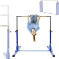 Produktbild: Hauki Gymnastik Turnreck, Blau, Gymnastikstange faltbar, Kinder Reckstange höhenverstellbar 95,5-150 cm, Holz/Stahl, Trainingsgeräte Indoor/Outdoor - Blau