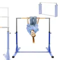 Produktbild: Hauki Gymnastik Turnreck, Blau, Gymnastikstange faltbar, Kinder Gymnastics Bar, Reckstange höhenverstellbar 95,5-150 cm, Turnstange Holz/Stahl, Trainingsgeräte Indoor/Outdoor Übungsstange Heimtraining