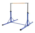Produktbild: Hauki Turnreck Kinder Gymnastik Turnstangen Trainingsgeräte bis 100kg Indoor/Outdoor, Heimtraining Reckstange faltbar & höhenverstellbar 95,5-150cm Blau