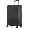 Produktbild: YONSLY Handgepäckkoffer Hartschalen-Reisekoffer Trolley Rollkoffer für Reisen von S bis XL, 4 Rollen, aus ABS und Aluminium, mit Zahlenschloss und weichem Gummigriff schwarz 76 cm