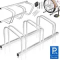 Produktbild: Kesser - Fahrradständer für inkl. Parkschild Mehrfachständer mit 37cm Radabstand für 30-65mm Reifenbreite Fahrradhalter Aufstellständer Silber / 3