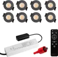 Produktbild: S-Polylight PREMIUM Mini LED- Einbauspots Warmweiss 3.000K, DIMMBAR, IP65, FUNK 3W LED Einbaustrahler Terrassenüberdachung, Terrassenbeleuchtung, Bad, Sauna, LED Spots mit Fernbedienung (ANTHRAZIT, 8x LED-SET)