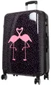 Produktbild: Trendyshop365 Hartschalen-Trolley Flamingo, bunter Koffer mit Motiv, 3 Größen, 4 Rollen, Zahlenschloss, Polycarbonat, Dehnfalte