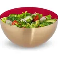 Produktbild: 4 X Salatschüssel, Edelstahl, Ø 25cm, Runde Metallschüssel Zum Backen & Servieren, Küchenschüssel 3,5 L, Rot/gold