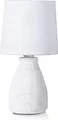 Produktbild: BRUBAKER Tischlampe Nachttischlampe - 28 cm - Weiß - Keramik Lampenfuß - Baumwoll Schirm - Landhaus Shabby Chic
