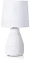 Produktbild: BRUBAKER Tischlampe Nachttischlampe - 28 cm - Weiß - Keramik Lampenfuß - Baumwoll Schirm - Landhaus Shabby Chic