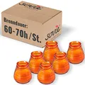 Produktbild: Sovie CANDLES Glaswindlicht Flairlight ORANGE 6er Set – Edle Kerzen im Glas – ca. 60–70 Std Brenndauer – Warme Deko & stilvolles Licht - Kerzen Deko Innen & Außen
