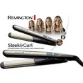 Produktbild: Remington Glätteisen Sleek & Curl (abgerundetes Design -ideal zum Glätten & Stylen von Locken und Wellen, hochwertige Ultra-Turmalin-Keramikbeschichtung) LCD-Display, 150-230°C, Haarglätter S6500