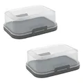 Produktbild: ENGELLAND - 2 x Stapelbare Butterdose mit Deckel und Klick-Verschluss, Anthrazit/Transparent, Plastik-box, Butter-Glocke, BPA-frei, Mehrzweck, robust