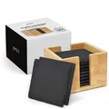 Produktbild: Joejis 10-teiliges Set Schiefer Getränk Untersetzer mit Bambusrahmen, 12x12 cm