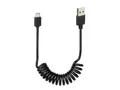 Produktbild: USB-Spiralkabel / -Ladekabel Typ Mikro-USB 100cm schwarz