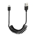 Produktbild: USB-Spiralkabel > Mikro-USB - 100 cm - Schwarz