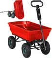 Produktbild: Miweba Bollerwagen Dumper - Mit Kippfunktion - Handkarre - Schubwagen - Transport - Anti-Rutsch - Kippverriegelung - Luftreifen - Bis 300 kg (Rot)