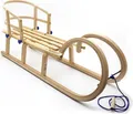 Produktbild: HolzFee Hörnerschlitten mit Lehne + Zugleine | Baran S 110 RL | Hörnerrodel Schlitten Holz