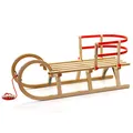 Produktbild: HolzFee Hörnerschlitten mit Lehne + Zugleine | Baran S 110 RL | Hörnerrodel Schlitten Holz