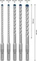 Produktbild: Bosch Expert 7x - Bohrersatz - für Beton, Stahlbeton, Granit, Festbeton, Gneis - 5 Stücke - 6 mm, 8 mm, 10 mm - SDS-plus - Länge: 165 mm