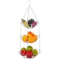 Produktbild: Hängekorb 3 Etagen, hängende Obstkörbe, 3er Etagere für die Decke, Obst, platzsparend in Küche, Stahl, silber - Relaxdays