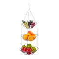 Produktbild: Relaxdays Hängekorb 3 Etagen, hängende Obstkörbe, 3er Etagere für die Decke, Obst, platzsparend in Küche, Stahl, silber, 73 x 28 x 28 cm