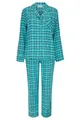 Produktbild: SNOOZE OFF Damen Schlafanzug | Kuscheliges 2-Teiliges Pyjama Set | Langarm Oberteil & Lange Hose | 100% Baumwolle | Flanell Karomuster Türkis
