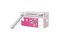 Produktbild: IDIMEX Hochbett BENNY Hochbett mit Rutsche weiß mit Vorhang PRINZESSIN in rosa/pink