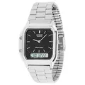 Produktbild: Casio Unisex Quartz Armbanduhr, 34.00mm GehäusegröÃŸe mit schwarz analog/digital Zifferblatt und Silber Metallarmband Armband AQ-230A-1DMQYES