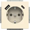Produktbild: Busch-Jaeger Schuko USB-Steckdosen-Einsatz Safety+ mit USB A/C elfenbeinweiß - Plattform 2CKA002011A6302 20 EUCB2USBAC-82