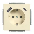 Produktbild: Busch-Jaeger 20 EUCB2USBAC-82 Schutzkontakt-/USB-A+C Steckdose Safety+, mit Befestigungskrallen, elfenbeinweiß glänzend, Plattform 63