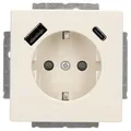 Produktbild: Busch-Jaeger 20 EUCB2USBAC-82 SCHUKO®-/USB-A+C Steckdose Safety+ Elfenbeinweiß Plattform 63 2CKA002011A6302