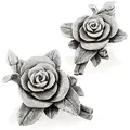 Produktbild: com-four® 2X Grabdekoration Rose - Gedenkstein der Hoffnung und Reinheit - wetterfester Grabschmuck - Blumen-Trauerstein - Gartendekoration in Steinoptik - Erinnerungsstein (2 Stück - Rosenblüte)