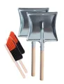 Produktbild: Garronda Kehrschaufel Set 2 Stück mit Metallschaufel mit Holzgriff und Handfeger aus Holz und Synthetik Kehrblech Kehrbesen für Haushalt GD-0010 (Schwarz/Orange + Silber)