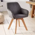 Produktbild: riess-ambiente Drehbarer Design Stuhl LIVORNO vintage grau Buchenholz Beine mit Armlehnen Esszimmerstuhl Drehstuhl