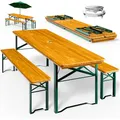 Produktbild: Casaria® Bierzeltgarnitur 170cm Klappbar Stabil 3 Teilig 2X Bierbank 1x Breiter Tisch Holz Biertischgarnitur Festzeltgarnitur Biergarten Biergarnitur
