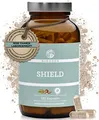 Produktbild: QIDOSHA® SHIELD Jod Selen Komplex für die Schilddrüse², plus L-Tyrosin, Eisen, Zink, Ashwagandha, Cordyceps, Agaricus blazei & den Vitaminen A, D3, B12, natürlich und vegan, 120 Kapseln