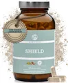 Produktbild: QIDOSHA SHIELD - Jod Selen Komplex für die Schilddrüse Kapseln, plus L-Tyrosin, Eisen, Zink, Ashwagandha, Cordyceps, Agaricus blazei & den Vitaminen A, D3, B12, hochdosiert, natürlich und vegan (Glas, Mit Jod) à 120 St., 92 g
