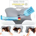 Produktbild: Glückstoff® Orthopädisches Kissen [Innovationspreis für Ergonomie nominiert] Kopfkissen Nackenschmerzen aus Memory Foam | Nackenstützkissen - Grau
