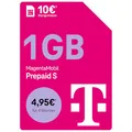Produktbild: Deutsche Telekom MagentaMobil Prepaid S mit 1 GB Highspeed-Volumen I Surfen mit 5G/ LTE Max & Flat ins Mobilfunknetz (Min., SMS) + 50 Freiminuten in alle Anderen dt. Netze I 10 EUR Startguthaben