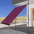 Produktbild: QUICK STAR Klemmmarkise 250x130cm Bordeaux Balkonmarkise Sonnenschutz Terrassenüberdachung Höhenverstellbar von 200-290cm Markise Balkon ohne Bohren