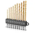 Produktbild: STAHLWERK 10-teiliges Universal Spiralbohrer Set 2-5 mm mit Sechskant-Schaft, Metallbohrer | Holzbohrer | Bohrer Set aus robustem Stahl zum Bohren von Metall, Holz und Kunststoff