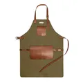 Produktbild: DRAKENSBERG 'Bob' Baumwoll Leder Grillschürze für Männer, Herren Kochschürze, BBQ, hochwertig handgemacht, Grün, Braun, DR00233