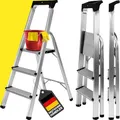 Produktbild: 𝐂𝐑𝐀𝐅𝐓𝐅𝐔𝐋𝐋 Trittleiter CF-133B | 𝟑 𝐉𝐀𝐇𝐑𝐄 𝐆𝐀𝐑𝐀𝐍𝐓𝐈𝐄 - 3-6 Stufen Leiter - Klapptritt - Treppenleiter - Klappleiter mit Ablage - Haushaltsleiter - Stehleiter klappbar (3 Stufen)