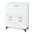 Produktbild: Stella Trading SECRET Sekretär Schreibtisch Kommode in Weiß matt - platzsparender Computertisch Schrank mit Schubladen - 98 x 124 x 42 cm (B/H/T)
