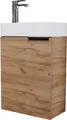 Produktbild: Planetmöbel Waschbeckenunterschrank inkl. Keramikwaschbecken 40cm mit Armatur chrom Gäste WC Gold Eiche