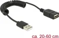 Produktbild: DELOCK USB Kabel A -> A St/Bu 0.20m-0.60m sw Spiral