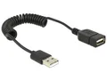 Produktbild: 3x USB-Verl. Delock USB2.0 Typ A -> A St/Bu 20-60cm Spiralkabel